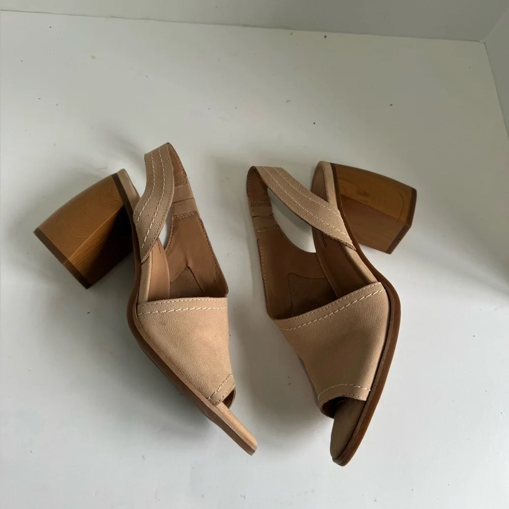 Lucky Brand Xilna Leather Slingback Heels Brown Womens Size 8 - Picture 4 of 14